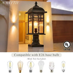 Outdoor Post Lights Black Exterior Pillar Lamp Aluminum Lamp Body and Water Ripple Glass Shade 22 Inch Height Outdoor Post Lighting Fixture for Yard Pathway and Driveway