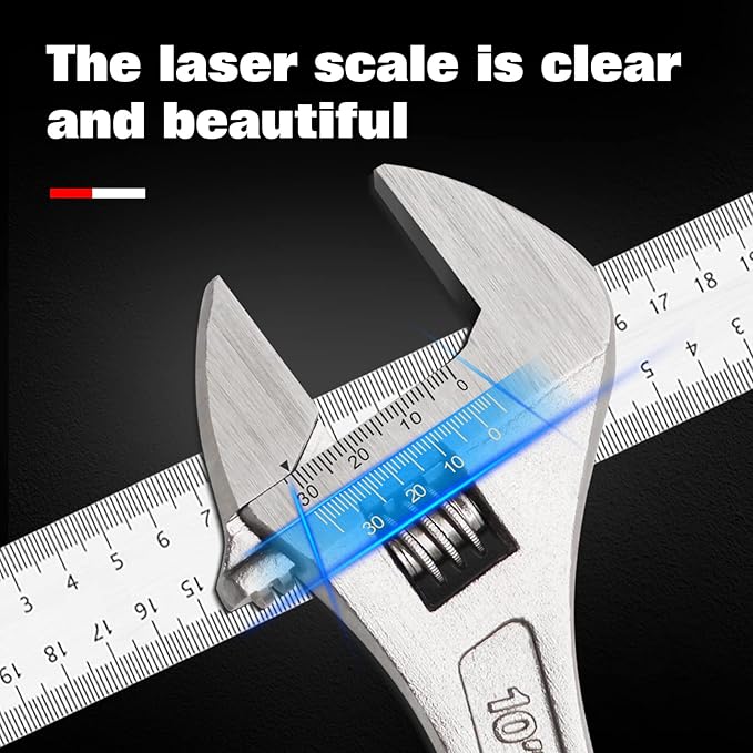 WISEUP Professional Adjustable Wrench 10 Inch Cr-V Forged Industrial Grade Hand Tools Wrench Set With Anti-Slip Grip Small Adjustable Wrench