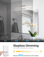 L LOHAS LED 23.6-Inch Bathroom Vanity Light Bar Over Mirror, Brushed Nickel Modern Bathroom Light Fixtures, 3CCT Adjustable LED Vanity Lights for Living Room Wall