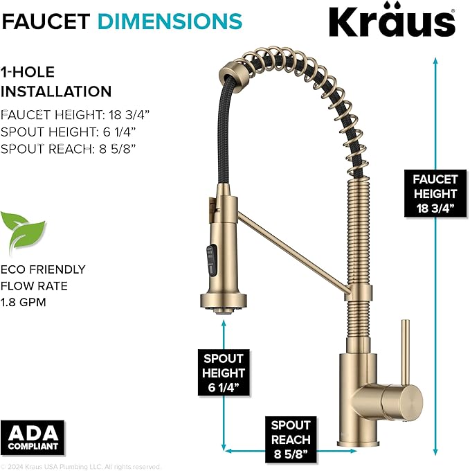 KRAUS Bolden Commercial Style 2-Function Single Handle Pull Down Kitchen Faucet in Spot-Free Antique Champagne Bronze, KPF-1610SFACB