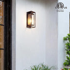 mirrea 14" Classic Outdoor Wall Sconce 1 Light in Rectangular Metal Frame and Clear Glass Shade Waterproof Porch Light Patio Light Pack of 2 (Oil Rubbed Bronze)