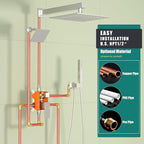 Enga Shower System Dual Shower Heads with 10+6" Dual Rain Shower Head with Handheld Spray for Two People, Wall Mount Shower Faucet Set with Valve Kit, Brushed Nickel