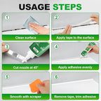 15.9 Oz Silicone Caulk (3 Pack 5.3 Oz) Squeeze Tube Waterproof Silicone Sealant for Kitchen Bathroom Stronger Adhesion White Caulk for Window Toilet Sink Caulking Sealant with Tape and Scraper