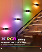 Motion Sensor Night Light, Rechargeable 5000mAh Battery Wall Sconce with Remote, 18 Colors, Dimmable, Timer, for Bedroom, Hallway, Stairs, Bathroom, Living Room (2-Pack, Black)