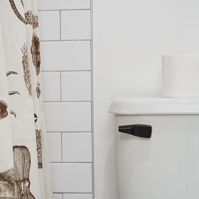 Qualihome Mansfield Toilet Handle Replacement Black, Front Mount Toilet Tank Lever Flush Handle (Black/Bronze)