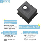 SHACO 15x15 Black Undermount Bar Sink, 15 Inch Gunmetal Black Single Bowl Kitchen Sink, Handmade Stainless Steel 16 Gauge Workstation Laundry Single Bowl with Accessories