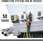 Yaomiao 50 Pcs 1/2 Inch Liquid Tight Connector PVC Electrical Conduit Fittings Straight 90 Degree Flexible Conduit Connector for Home Bathroom Tube Tool Supplies, Grey(50 Pcs)