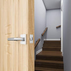 HOSOM 2 Pack Interior Door Levers Passage Door Handles Heavy Duty No Locking Door Handle Set for Hallway, Closet Doors, Satin Nickel Door Handle with Square Plate