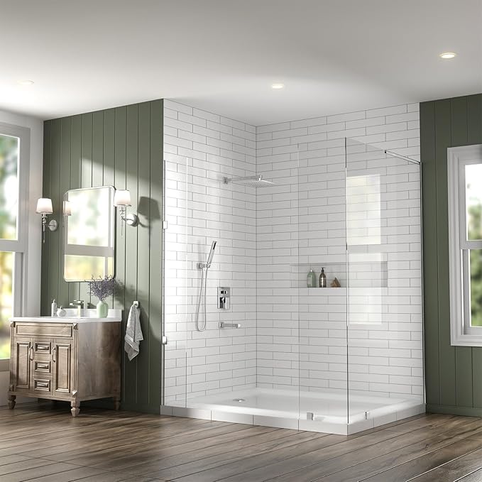 Lava Odoro Modern 3-Setting Square Shower and Tub Faucet Set with Shower Head and Handheld Sprayer Chrome, Rainfall Shower System with Tub Spout, Shower Valve Trim Kit, Chrome, SF103-C-T