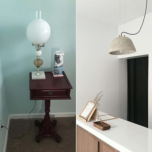 8 Feet Rayon Cloth Covered Replacement Lamp Cord with End Plug for Antique Lamp Repair DIY Project, SPT-1 Electric Wire,18 AWG, Stripped Ends,2 Pack,Black Color