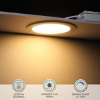 TORCHSTAR Basic Series 12-Pack 5CCT 6 Inch Ultra-Thin LED Recessed Lighting with J Box, CRI90, Aluminum, 2700K3000K3500K4000K5000K, 5%-100% Dimmable Slim Recessed Downlight, 12W 1000LM, ETL & ES