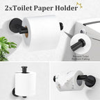 TURS Matte Black 8 Pieces Bathroom Hardware Set, SUS304 Stainless Steel 24 Inch and 20 Inch Bath Towel Bar Set, Round Bathroom Accessories Kit Wall Mounted Towel Holder