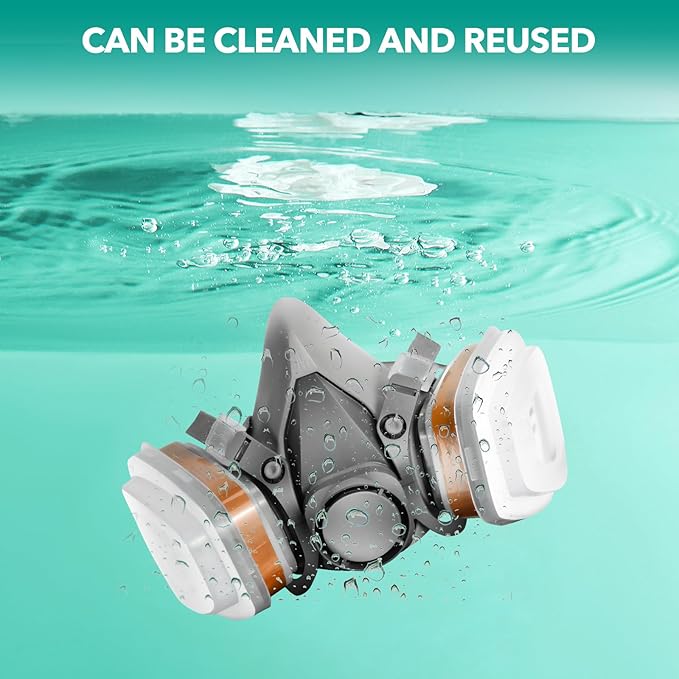 TRQWH Dust Goggles Reusable Respirator Mask with Filters for Polishing, Spraying, Dust, Construction Work, Woodworking and More