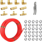 3/4 Inch-100 ft Foskan Red PEX-B Pipe,Water Tubing with a Pipe Cutter,10 PCS 3/4" Brass Crimp Fittings & 30 PCS PEX Clamps