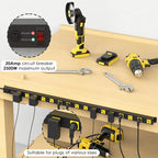 JUNNUJ Long Metal 16 Outlet Power Strip,Wide Spaced Garage Industrial Heavy Duty Power Strip,Surge Protection 4800J,Wall Mount Screws Outlet with Switch 5-15P High Amp 6-20R T-Slot (Yellow, 6FT)