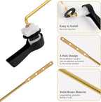 Hibbent Universal Metal Front Mount Toilet Handle Replacement Kit, Brass Toilet Flush Tank Lever with Stainless Steel Flapper Chains for Most Toilets, Matte Black Finish