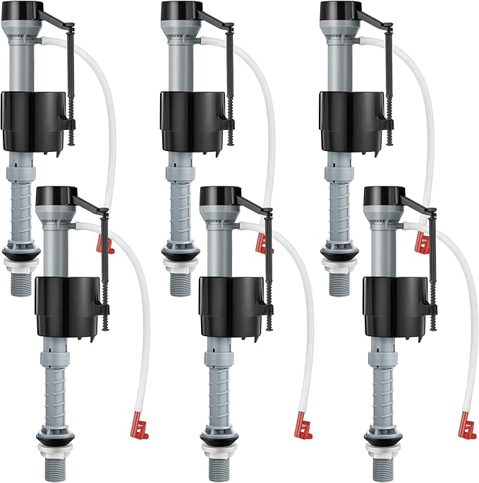 Saillong 6 Pack Toilet Fill Valve Replacement, Height Adjustable Universal Toilet Tank Flusher Replacement Kit, Leak-Proof Easy Install Fill Valve Repair Kit