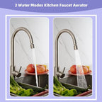 Hibbent NSF/ANSI/CAN 61 Certified Faucet Aerator, CUPC Certification 360 Degree Swivel Kitchen Sink Aerator, 2-Flow Sprayer Faucet Replacement Part 55/64 Inch Female Thread - Brushed Nickel