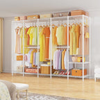 Ulif H50 Extra Large Clothes Rack, Heavy Duty Garment Rack, Freestanding Portable Closet, Clothing Racks for Hanging Clothes, Wardrobe Closet 89.8'' W x 15.8" D x 76.4" H, Max Load 1400 Lbs, White