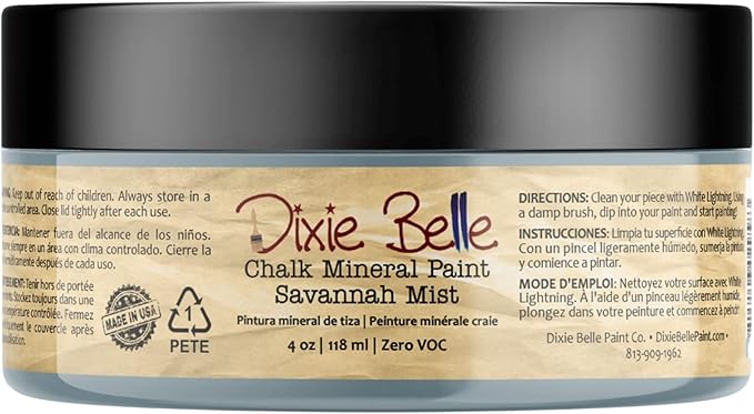 Dixie Belle Paint Company Chalk Finish Furniture Paint - Savannah Mist (4oz) - Matte Cloudy Blue Chic Chalk Mineral DIY Furniture Paint