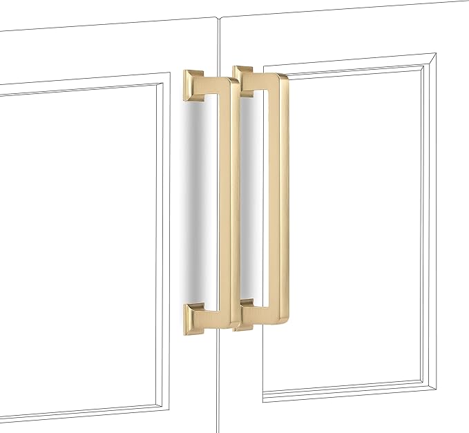 COTYKILEY 10 Pack 5 Inch(128mm) Brushed Brass Kitchen Cabinet Handles Gold Cabinet Pulls Cabinet Door Handles Kitchen Cabinet Hardware