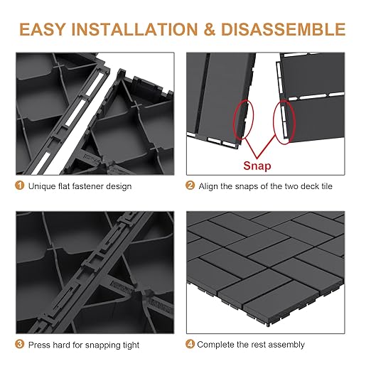 Goovilla Plastic Interlocking Deck Tiles, 27 Pack Outdoor Patio Flooring, 12"x12" Interlocking Decking Tile Outdoor All Weather Use, Waterproof Patio Pavers for Pool Balcony Backyard Porch, Dark Grey