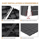 Goovilla Plastic Interlocking Deck Tiles, 27 Pack Outdoor Patio Flooring, 12"x12" Interlocking Decking Tile Outdoor All Weather Use, Waterproof Patio Pavers for Pool Balcony Backyard Porch, Dark Grey