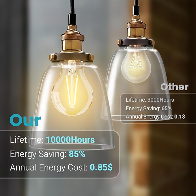 TJOY 12 Pack A19 Vintage LED Edison Bulbs, Non-Dimmable, 60W Equivalent, High Brightness 2700K Warm White, 8W E26 Standard Base, 760 Lumens, CRI80+, Clear Glass Filament Bulb for Home, Farmhouse