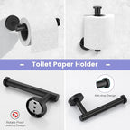 YACVCL Bathroom Hardware Set 4 Pieces Towel Bar Set Matte Black Bathroom Accessories Set SUS304 Stainless Steel Towel Holder Set,Wall-Mounted