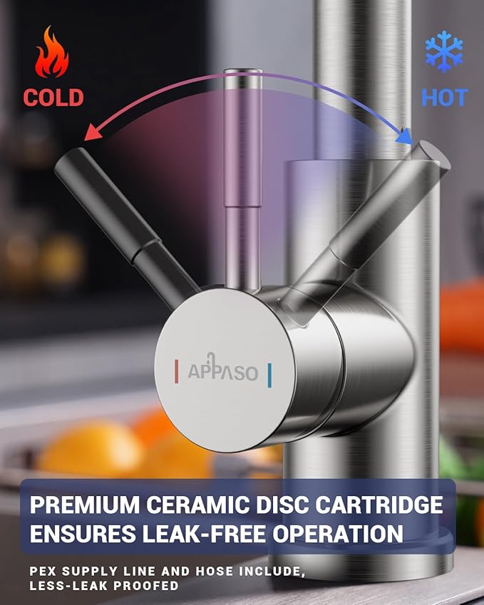 APPASO Touchless Kitchen Faucet with Pull Down Sprayer, Waterfall Motion Sensor Kitchen Sink Faucet Touchless, Brushed Nickel Stainless Steel Single Handle Hands-Free Sink Faucet