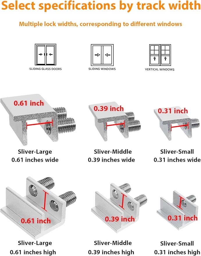 Window Locks, 16 Sets Sliding Window Locks with Key, Easy to Install Vertical & Horizontal Window Security Locks, Adjustable Aluminum Window Stopper Lock (Silver)