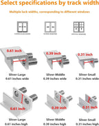 [4 Sets] Sliding Window Lock with Key Aluminum Alloy Adjustable Security Lock (Silver) Single Hole Quick Installation Anti-Theft and Anti-Theft Suitable for Vertical/Horizontal Windows