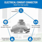 1/2-Inch Electrical Conduit Connector Kit,8-Pack Nonmetallic Plastic Liquid Tight Connector with 5 Straight,3 90 Degree Angle Fittings