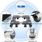 Updated Fridge Stand Mobile Base with Double Pipes 4 Locking Wheels 4 Strong Feet, Adjustable Furniture Dolly for Washer Dryer Washing Machine Stand Pedestal, Refrigerator (Grey, Extra Large)