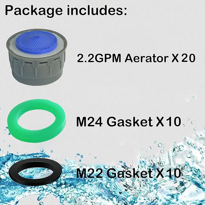 Faucet Aerator, 2.2GPM Flow Restrictor Plug-In Faucet Aerator Replacement Parts for Bathroom or Kitchen (blue 20 Pcs)