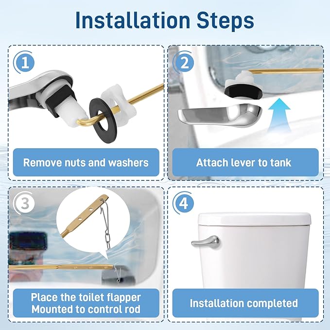 Universal Toilet Handle Replacement Kit ,Front Mount Toilet Flush Handle ,Zinc Alloy Toilet Handle Lever,Toilet Flush Handle Replacement Compatible with American Standard/Mansfield/Gerber (1 Pack)