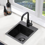SHACO 13x15 Inch Drop In Black RV Bar Sink, Stainless Steel Top Mount Gunmetal Black 16 Gauge Single Bowl Small Kitchen Outdoor Sink with Strainer Drain