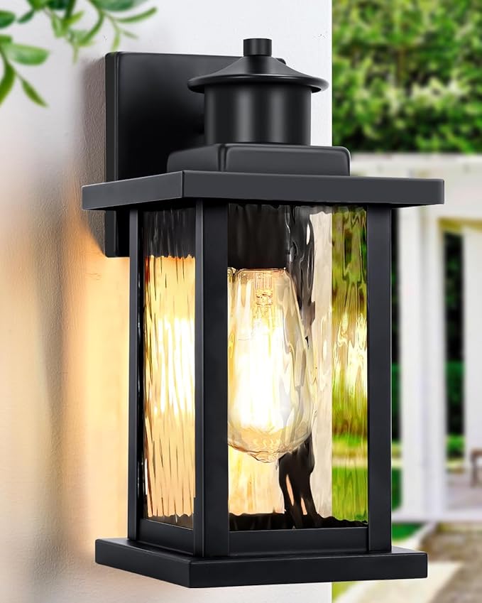 12'' Outdoor Wall Light Fixtures, Exterior Wall Lantern Waterproof, Porch Sconces Lighting with E26 Socket, Modern Matte Black Wall Lamps for House Patio Front Door, 1Pack