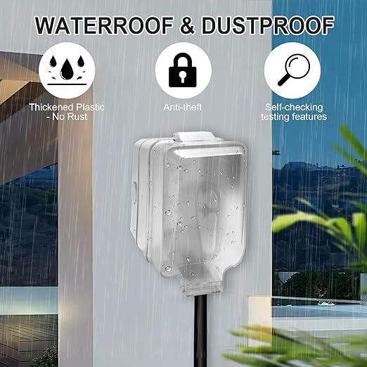 20 Amp GFCI with Switch Outdoor Electrical Outlet Box, Nonmetallic Heavy Duty Box IP66 Waterproof and NEMA 5-15 Self Test TR GFCI Outlet Kit, 3.15 Inch Deep, Lockable, Clear/Gray, ETL Listed