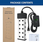 Immersion Water Heater 1800W, Portable Submersible, Real Time Temp Display, Thermostat Temp Control, Dry Burn Protection, Heating for Buckets Bathtubs Hot Tubs Above Ground and Inflatable Pools