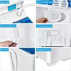 Giantex 10021US-BL-FP Full-Automatic Washing Machine Portable Compact, White+Blue