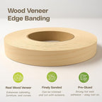 Edge Supply Birch 3/4 in x 50 ft Roll – Pre-Glued Iron On Wood Veneer Tape – Wood Veneer Edge Banding Tape with Hot Melt Adhesive, Smooth Sanded Finish Ideal for Furniture & DIY, Made in USA