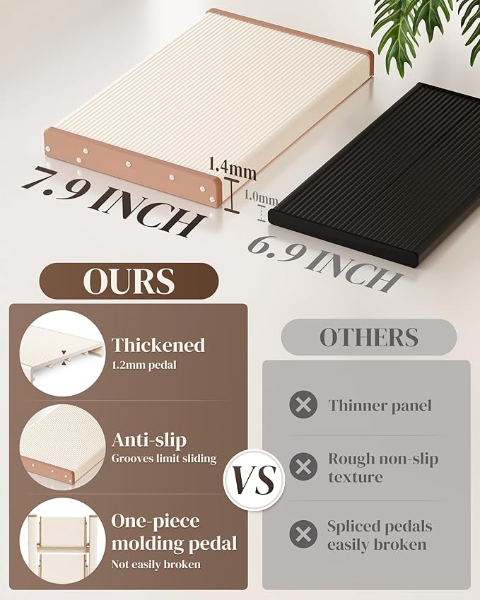 GameGem 3 Step Ladder, Folding Step Stool with Wider Pedal, Anti-Slip Feet & Non Slip Stripes, Aluminum Sturdy Material, 300Lbs Capacity, Elegant Look of Cream Chocolate Better Matches Your Home