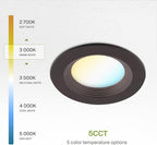 ASD Retrofit LED Recessed Lighting 4 Inch | 9W 700 Lm Wet Rated Dimmable Ceiling Downlights | 2700K-5000K Adjustable CRI90 Bronze Room Recessed Light Fixtures | LED Can Lights, UL