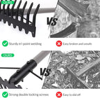 Walensee 5.4FT Bow Rake Heavy Duty Garden Rake with Stainless Steel Handle, 17 Steel Tines Garden Tool for Loosening Soil Gathering Leaf Leveling Lawn Farming Land Management Yarn Thatch Rakes