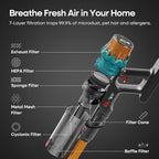 ElecKeys Cordless Vacuum Cleaner, 600W 50KPA 70Mins Self-Standing Vacuum Cleaners for Home, Stick Vacuum with Touch Screen, Upgraded Anti-Tangled Vacuum Cordless for Pet Hair, Floors, Carpets, Gold