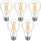 Lepro Vintage LED Bulbs, Dimmable Filament Bulb, 8W 800LM, 60W Equivalent, 2700K Warm White, Classic Clear Glass, A19 Shape, E26 Base, Pack of 5