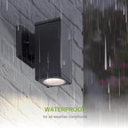 ASD 1 Light Square Dusk to Dawn Outdoor Wall Light Fixture | 60W E26 Bulb Socket 120V ETL Cylinder Up Down Lights | LED/CFL/Incandescent Bulb Wall Sconce | Front Door, Porch, Patio | Black