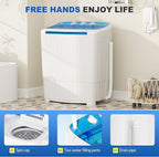 Superday Portable Washing Machine, 17.6lbs Small Washing Machine and Spin Dryer Combo, Mini Twin Tub Laundry Machine for Camping, Apartments, Dorms, College Rooms, RV, Delicates, Blue