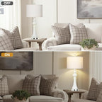 28" Farmhouse Table Lamp with USB A+C Fast Ports & AC Outlets, Vintage Rustic 3-Way Dimmable Touch Control Table Lamp, Rustic Traditional Bedside Nightstand Lamp for Living Room Bedroom White